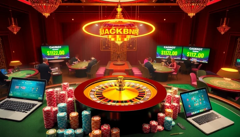Engaging casino scene showcasing excitement with poker chips and roulette, highlighting nhà cái tr88.