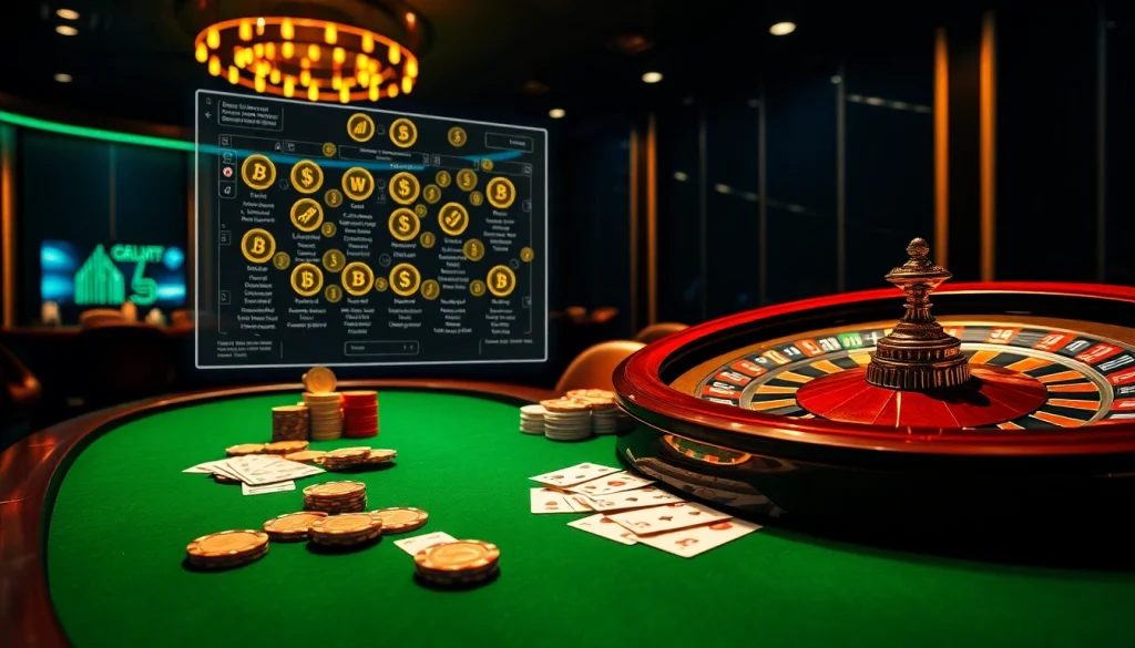 Experience the excitement of crypto betting sites at an elegant casino table with vibrant chips and cards.
