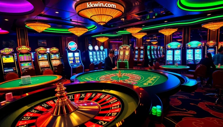 Players enjoying their time at kkwin.com in a vibrant casino atmosphere with engaging games and professional dealers.