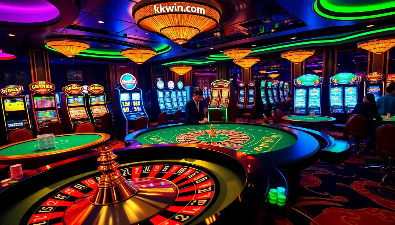 Players enjoying their time at kkwin.com in a vibrant casino atmosphere with engaging games and professional dealers.