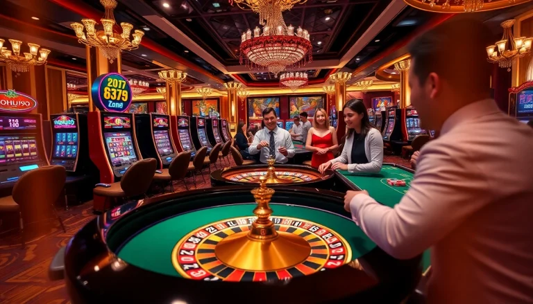 Players enjoying the excitement of gambling at NOHU90's luxurious casino tables.