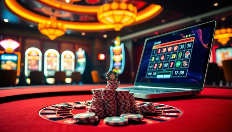 Experience thrilling gameplay at a casino en ligne avec bonus sans depot featuring vibrant slot machines and roulette.