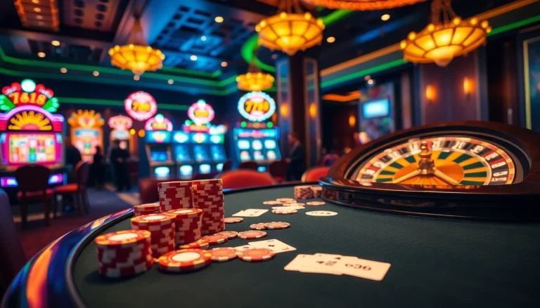 Exciting poker game happening at 789 club with vibrant chips and cards.