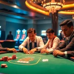 Engaging casino environment showcasing CM88 chips and players at a poker table.