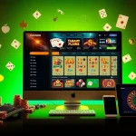 Engaging online gambling interface featuring poker and slots, emphasizing 包网 services in a luxurious setting.